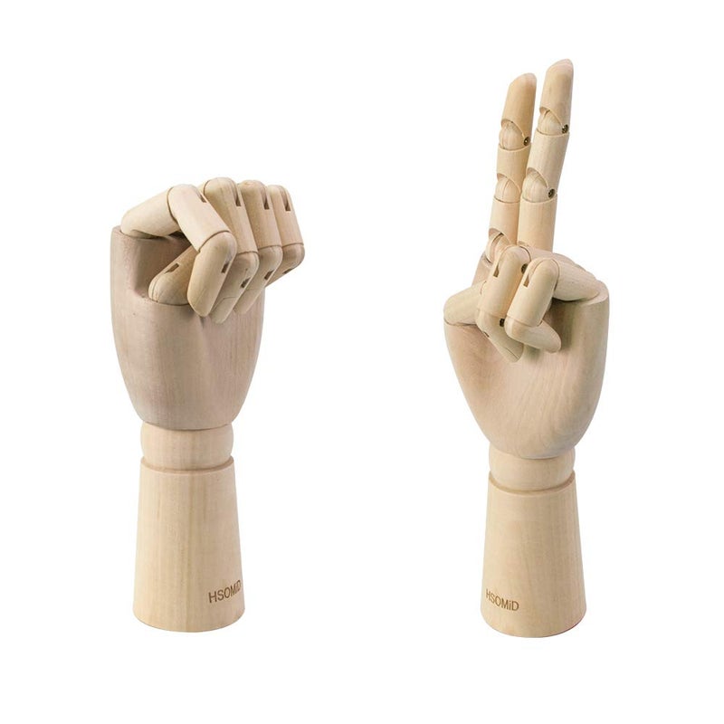 HSOMiD Flexible Wooden Artist Manikin - Moveable Hand Figure, 12 Inches, Men's Left Hand for Sketching, Drawing, Painting & Home Office Decoration - Image 4